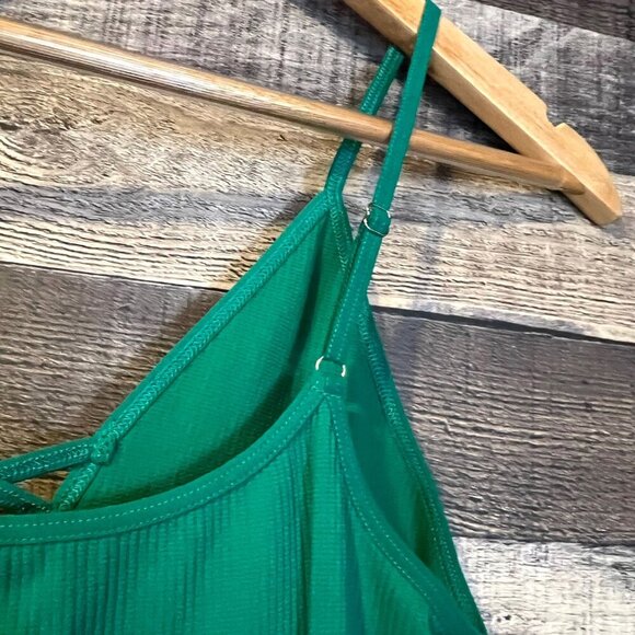 Intimately Free People Green Ribbed Cami Top M Adjustable Summer Stretch Lounge - Picture 4 of 5